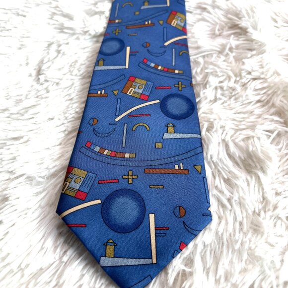 NWT Guggenheim Museum Wassily Kandinsky 100% Silk Modern Tie Y2K - Picture 1 of 7